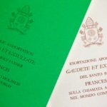 Pope Francis document, known as an apostolic exhortation, entitled Gaudete et exsultate (Rejoice and be glad), is seen in this picture illustration taken at the Vatican