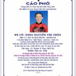 Cáo phó: Bà cố Anna Nguyễn Thị Thân (thân mẫu linh mục Giuse Trần Văn Linh)
