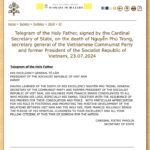 Điện chia buồn của Đức Thánh cha Phanxicô